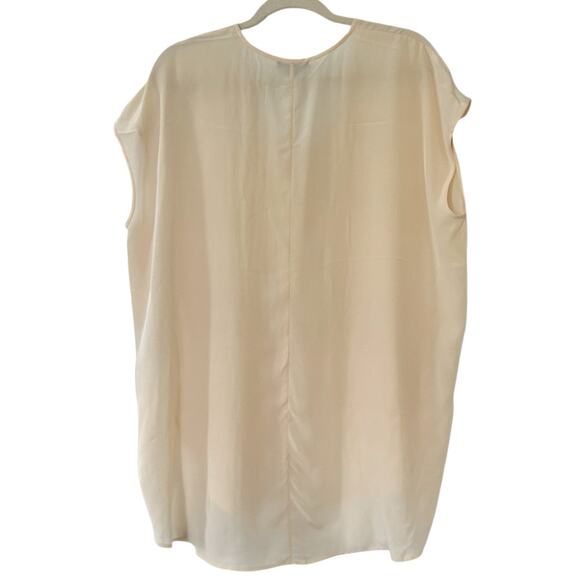 Eileen Fisher 100% Silk Crepe de Chine Tunic Women's Medium Alabaster Flowy - Picture 2 of 4